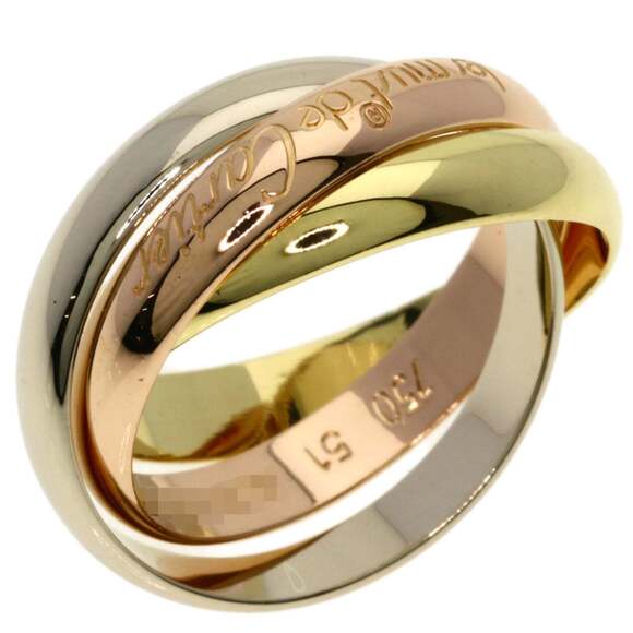 Cartier Trinity Small Ring Diamond 18k Tri-Color Gold Size  CARTIER 18k Gold Trinity Ring #51